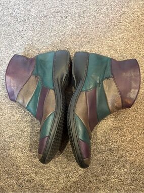 Rieker Multicolor Leather Ankle Boots in Teal, Purple, Grey